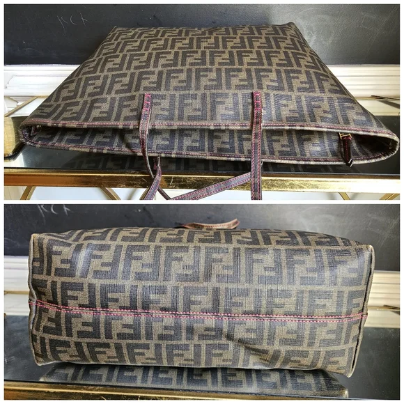 Fendi Zucca Coated Canvas Spalmati Roll Shopper Tote Brown - Picture 9 of 15